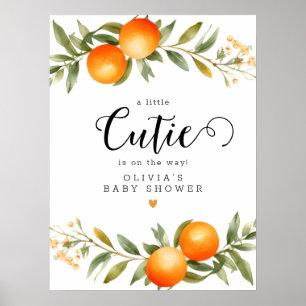 Poster Oranges Little Cutie Baby shower Bienvenue