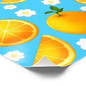 Poster Oranges mignonnes et fleurs blanches (Coin)