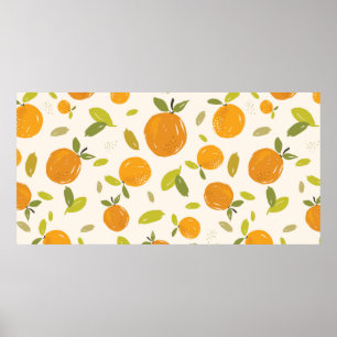 Poster Oranges peintes à la main fruit sans couture desig