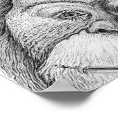 Poster Orangutan Singe noir et blanc Ligne murale (Coin)