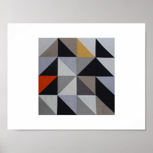 Poster - Oranje Geometrische Driehoek Abstract