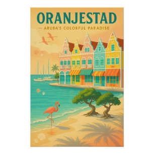 POSTER ORANJESTAD — LE PARADIS COLORÉ D'ARUBA