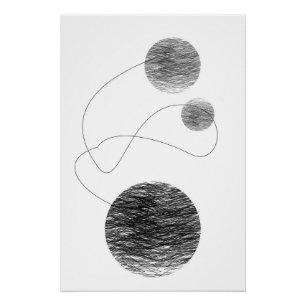 Poster Orbes Affinité Art Abstrait Croquis noir et blanc