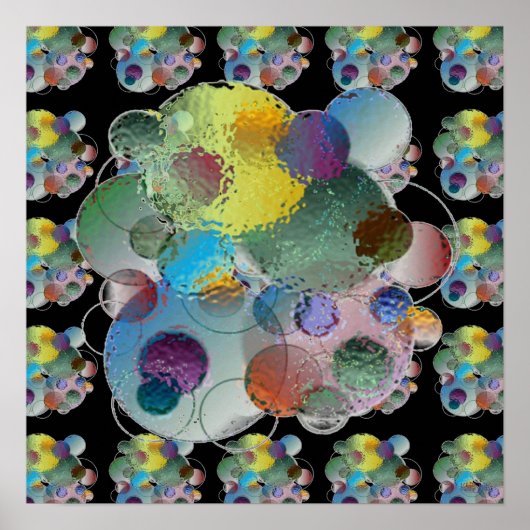 Poster Orbes Planètes Formes Abstraites (Devant)