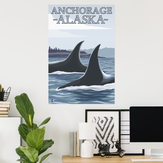 Poster Orca Whales #1 - Anchorage, Alaska (Bureau à domicile)