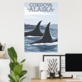 Poster Orca Whales #1 - Cordova, Alaska (Bureau à domicile)