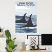 Poster Orca Whales #1 - Orcas Island, Washington (Bureau à domicile)