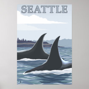 Poster Orca Whales #1 - Seattle, Washington