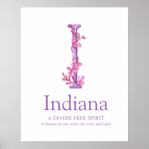 Poster Orchid Letter I Indiana nom personnalisé signifian