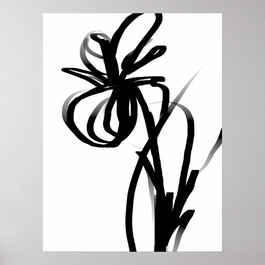 Poster Orchidée Blanc : Abstrait blanc et noir (Devant)