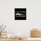 Poster Orchidée blanche noire peinture trippée florale (Cuisine)