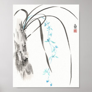 Poster Orchidée bleue dans le vent