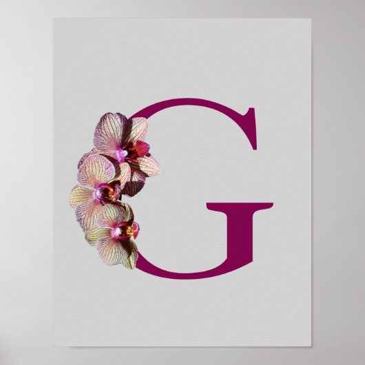 Poster Orchidée Élégant Monogramme initial G (Devant)