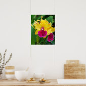 Poster Orchidée exotique aux couleurs jaune et rose chaud (Cuisine)