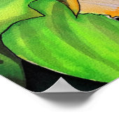 Poster Orchidée fleurs vert et jaune art (Coin)