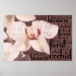 Poster Orchidée Floral Blossom Word Cloud