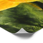 Poster Orchidée jaune peinture vert arrière - plan acryli (Coin)