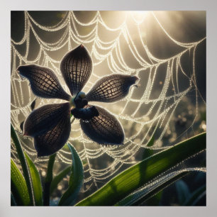 Poster Orchidée noire Spiderweb Floral