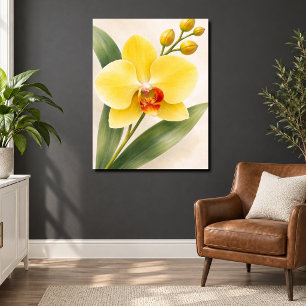 Poster Orchidée Phalaenopsis jaune en fleurs, botanique