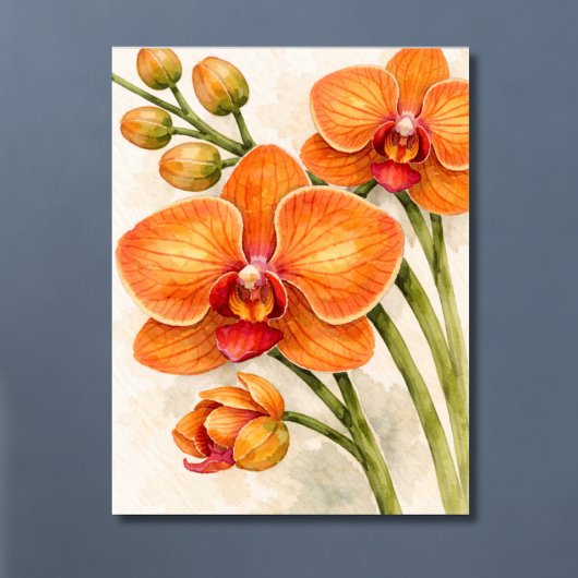 Poster Orchidée Phalaenopsis Orange Botanique