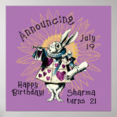 Poster Orchidée White Rabbit Joyeux décret d'anniversaire (Devant)