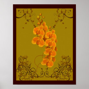 Poster Orchidées d'or Art Floral