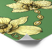 Poster Orchidées et chaînes, jaune et vert kelly (Coin)