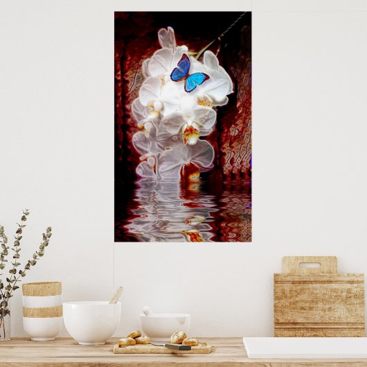 Poster Orchidées et papillon (Cuisine)