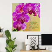 Poster Orchidées roses Psaume 23 Custom Art (Bureau à domicile)