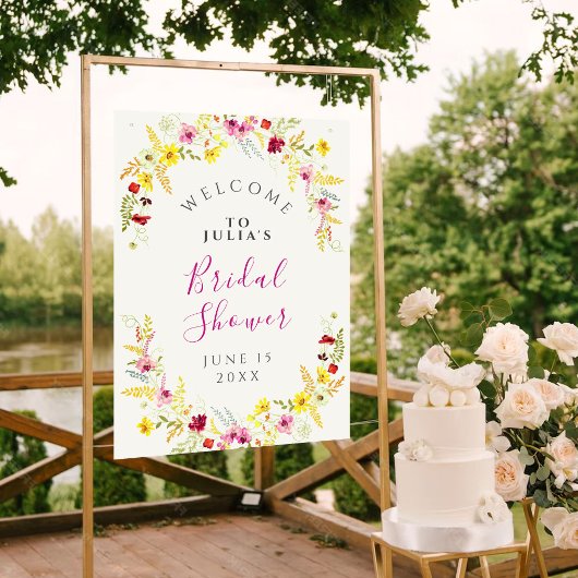 Poster Orchidées sauvages roses violettes Baby Shower