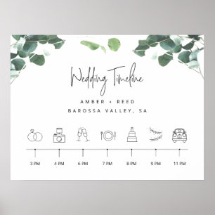 Poster Order of Events Timeline Greenery Wedding Sign