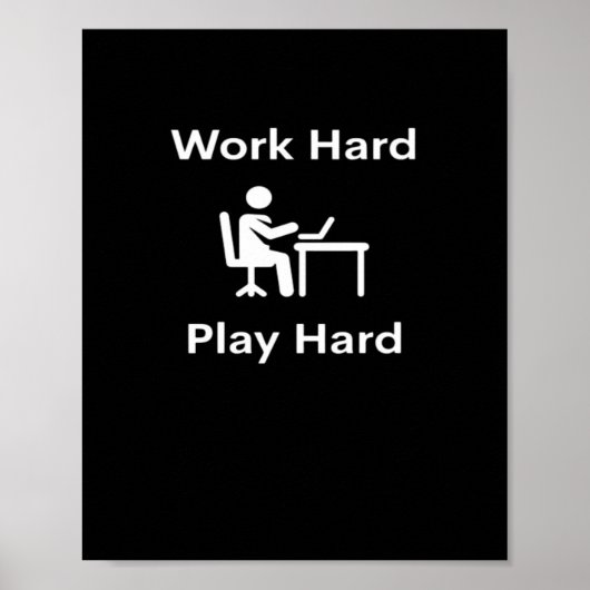 Poster Ordinateur portable dur à travailler (Devant)