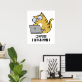 Poster Ordinateur Purr-grammer Funny Cat Pun (Bureau à domicile)