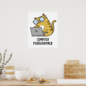 Poster Ordinateur Purr-grammer Funny Cat Pun (Cuisine)