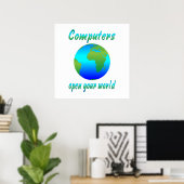 Poster Ordinateurs Mondes ouverts (Bureau à domicile)