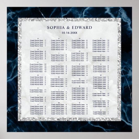 Poster ORDRE ALPHABÉTIQUE Mariage en marbre (Devant)