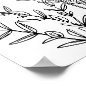 Poster Ordre des événements Mariage Black Floral Fleur sa (Coin)