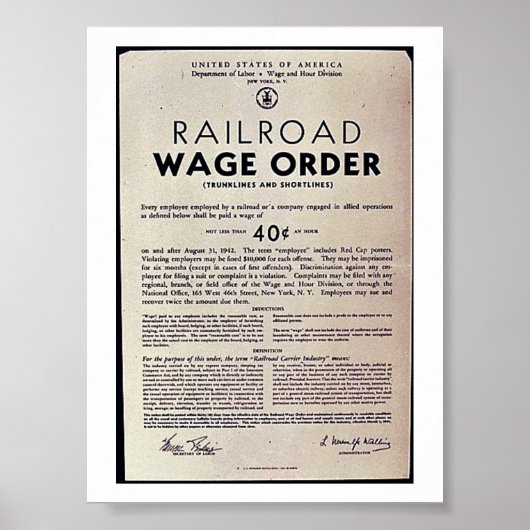 Poster Ordre des salaires ferroviaires (Devant)