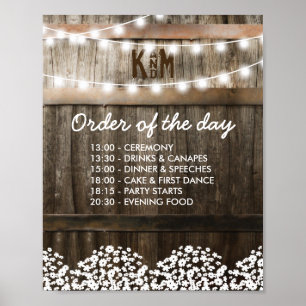 POSTER ORDRE DU MARIAGE CAMPAGNARD RUSTIQUE DU JOUR