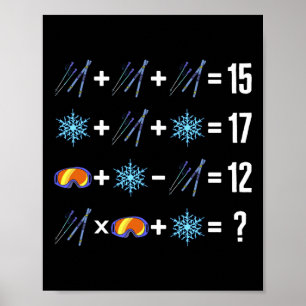 Poster Ordre Mathématique De L'Opération Ski Neige Flakes