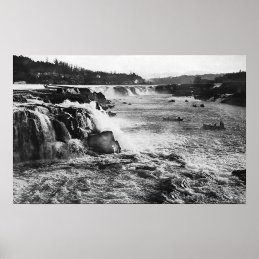 Poster Oregon City, OU pêche Saumon sur Willamette (Devant)