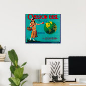 Poster Oregon Girl Apple Crate LabelElgin, OU (Bureau à domicile)