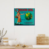 Poster Oregon Girl Apple Crate LabelElgin, OU (Cuisine)