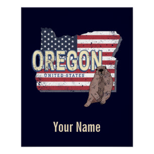 Poster Oregon State États-Unis Retro Map USA Souvenir