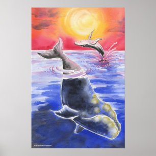 Poster Oreille droite coucher de soleil océan