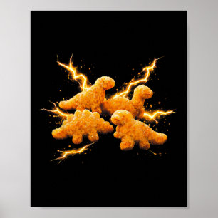 Poster Oreiller Dino Nugget Dinosaure Amateur De Nuggets 