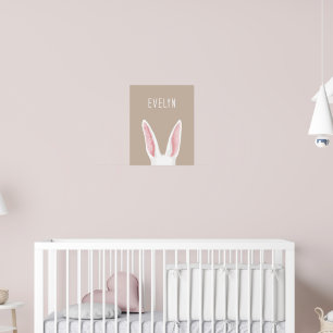 Poster Oreilles de lapin aquarelle sur fond beige avec le