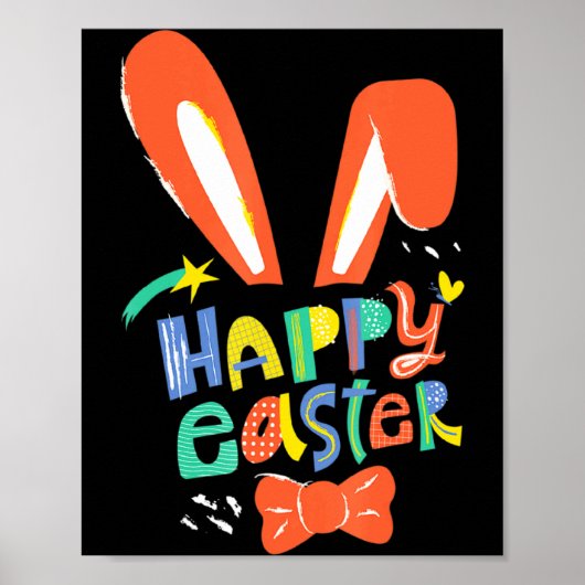 Poster Oreilles de lapin mignonnes joyeuses pâques cravat (Devant)