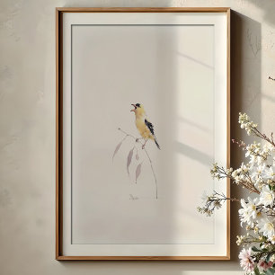 Poster Orfèvrerie américaine Goldfinch Chanter Aquarelle 