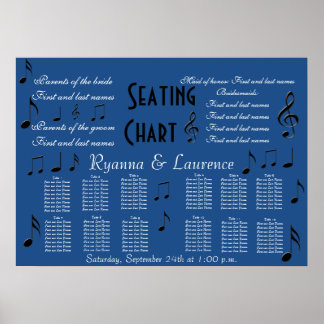 Poster Organigramme de mariage notes de musique quelque c